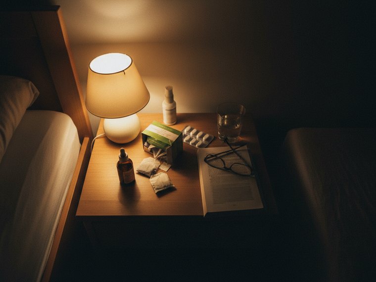 Nachttisch mit Schlafmitteln